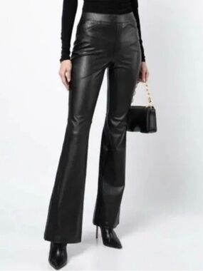 SPANX Faux Leather - Like Flare Pants Pull-On Stretch Shaping Black